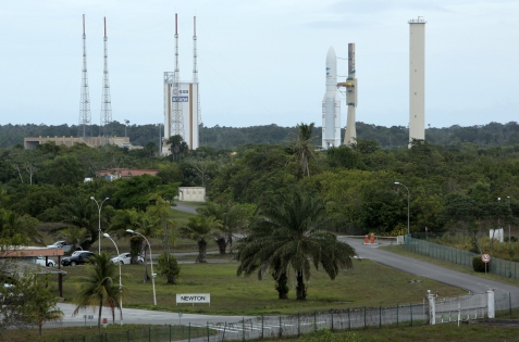  KOUROU, FRENCH GUIANA - NOVEMBER 26:The launch of Ariane 5 VA250 at the Guyane European Spaceport.With the 250 launch of Ariane launcher family, this year 2020 Arianespace celebrates its 40th anniversary, on November 26, 2019 in Kourou, French Guiana. Since 1980 the company Arianespace conducting a combined total of 318 launches with 688 spacecraft passengers for more than 100 customers, performed by 250 Ariane launchers and new Vega, Soyuz. Ariane launcher family 1,2,3,4,5 versions in service from European Spaceport in French Guiana since 24/12/1979. The future will be ensured with the upcoming Ariane 6.(Photo by Patrick Aventurier/Getty Images)