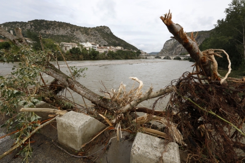  Anduze, France.20/09/2020.Anduze and the Cevennes were affected all day Saturday by violent thunderstorms and rainfall, causing flash floods and flooding. Two persons are missing in the Gard. (Photo by  Patrick Aventurier/Abacapress )