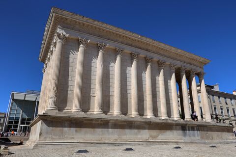  LA MAISON CARREE THE ROMAN TEMPLE BUILT AT THE BEGINNING OF THE 1ST CENTURY WAS THE NEW HISTORIC MONUMENT LISTED AS A UNESCO WORLD HERITAGE SITE IN SEPTEMBER 2023.On September 19, 2023 in Nimes, France.Photo by Patrick Aventurier/Abacapress.