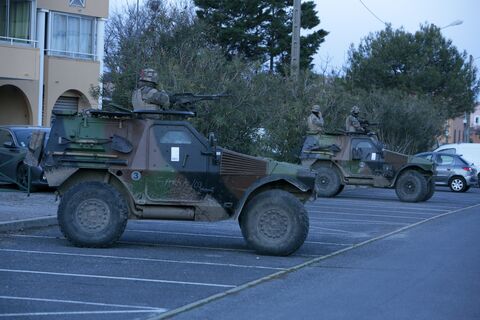  In the city of Frontignan 7000 French soldiers during the large amphibious landing operation with the elements of the 6th Armoured Light Brigade (BLB), as part of exercise ORION 23 in Frontignan , Southern France on February 26, 2023, .Photo by Patrick Aventurier/Abacapress.