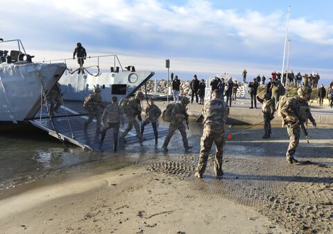  In the city of Frontignan 7000 French soldiers during the large amphibious landing operation with the elements of the 6th Armoured Light Brigade (BLB), as part of exercise ORION 23 in Frontignan , Southern France on February 26, 2023, .Photo by Patrick Aventurier/Abacapress.
