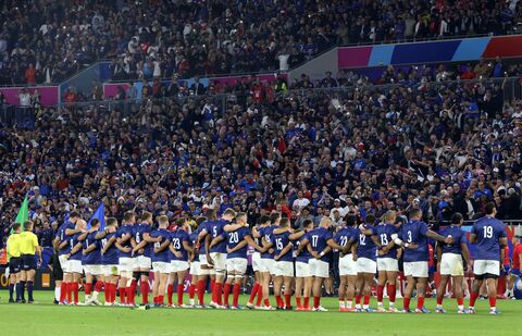 The France 2023 Rugby World Cup Pool A match between France and Italy at the OL Stadium in Lyon, south-eastern France on October 6, 2023. Photo by Patrick Aventurier/Abacapress.