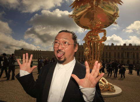  VERSAILLES-FRANCE-9september2010 : The japaneseTakashi Murakami exhibition at the chateau de Versailles.The first major retrospective in France , in 15 rooms of the chateau and in the garden,Murakami present 22 major works, of which 11 have been created exclusively for this exhibition(Photo by Patrick Aventurier/Getty Images)  the oval Buddha
