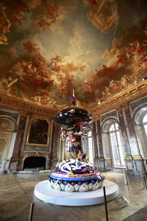  VERSAILLES-FRANCE-9september2010 : The japaneseTakashi Murakami exhibition at the chateau de Versailles.The first major retrospective in France , in 15 rooms of the chateau and in the garden,Murakami present 22 major works, of which 11 have been created exclusively for this exhibition(Photo by Patrick Aventurier/Getty Images) Tongari-Kun