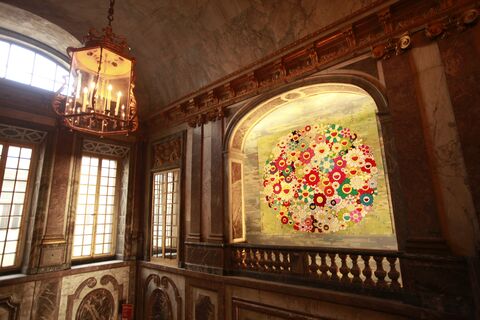  VERSAILLES-FRANCE-9september2010 : The japaneseTakashi Murakami exhibition at the chateau de Versailles.The first major retrospective in France , in 15 rooms of the chateau and in the garden,Murakami present 22 major works, of which 11 have been created exclusively for this exhibition(Photo by Patrick Aventurier/Getty Images)